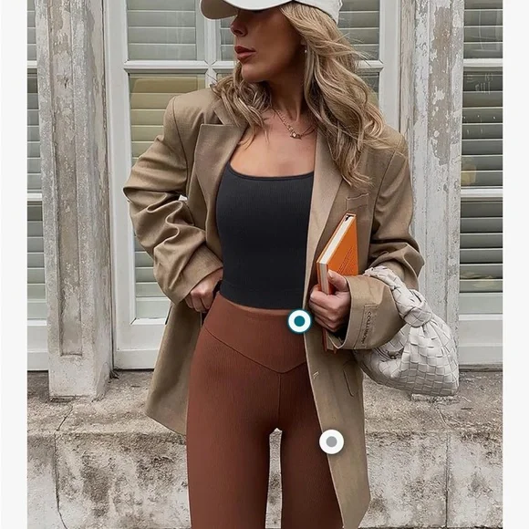 OQQ 3 Women's Ribbed Cropped Tank Tops - Black, Blue, Cream - Picture 2 of 6